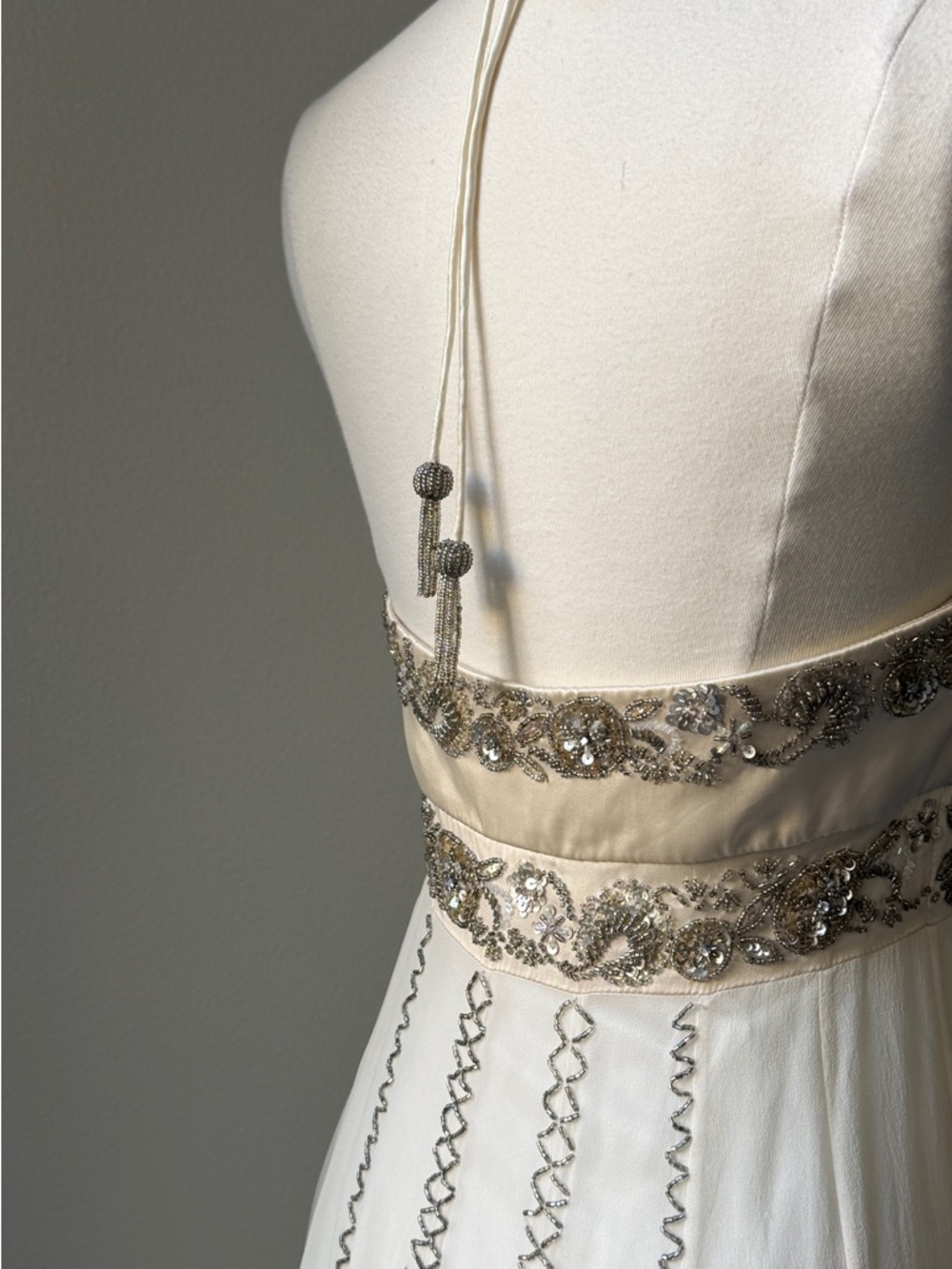 Sue Wong Ivory Halter Embellished Empire Waist Dress - Picture 5 of 12